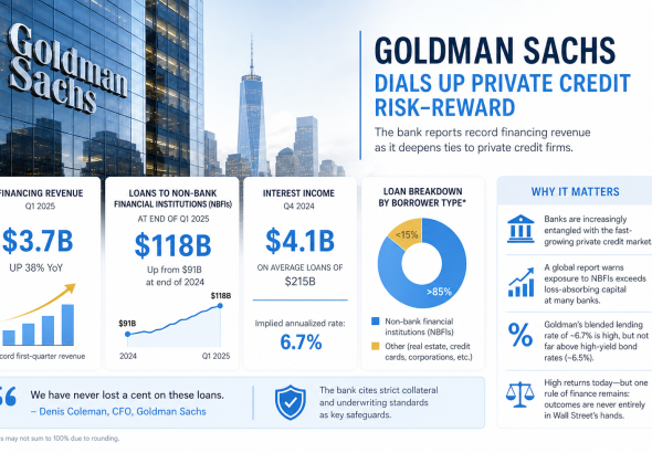 Goldman Sachs Expands Private Credit Exposure as High Returns Raise Risk Questions