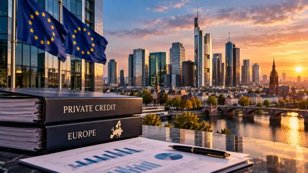 European private credit market represented by institutional lending and financing activity as unitranche spreads widen and hybrid capital demand grows
